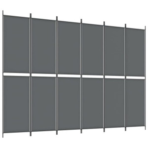 Parawan 6-panelowy, antracytowy, 300x220 cm, tkanina