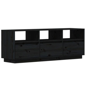 Szafka pod telewizor, czarna, 140x37x50 cm, lite drewno sosnowe