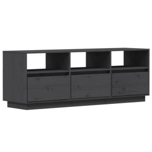 Szafka pod telewizor, szara, 140x37x50 cm, lite drewno sosnowe