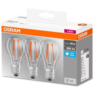 Zestaw 3x Żarówka LED Filament A60 E27 6,5W 840 neutralna 806lm OSRAM