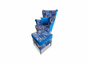 Fotel Uszak + Podnóżek Vintage Carpet wygodny wypoczynkowy