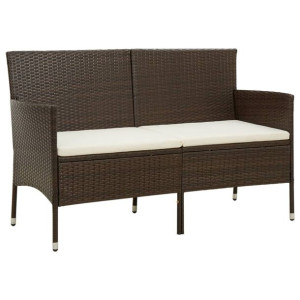 3-osobowa sofa ogrodowa z poduszkami, polirattan, brązowa