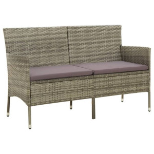 3-osobowa sofa ogrodowa z poduszkami, polirattan, szara