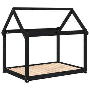 Legowisko dla psa, czarne, 111x80x100cm, lite drewno sosnowe