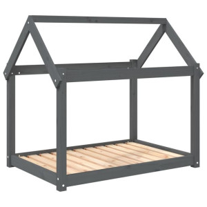 Legowisko dla psa, szare, 101x70x90 cm, lite drewno sosnowe