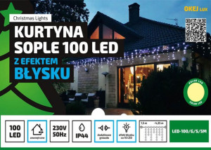Kurtyna sople LED100/G/S/5M ciepła zewnętrzne 4,25m FLASH OKEJ LUX