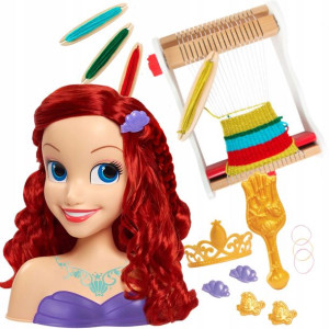 Księżniczki Disney Głowa do czesania i stylizacji włosów Arielka+Drewniane