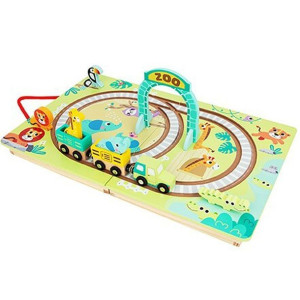 Tooky Toy Drewniana Plansza Zoo Zwierzęta Pojazd Wagoniki