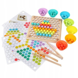 Drewniana Układanka Kulki Koraliki Puzzle Mozaika