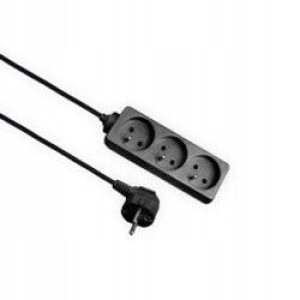 Przedłużacz 3-gniazda z/u 3m czarny EPS-303-2
