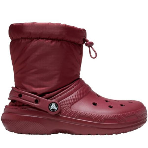 Buty zimowe damskie crocs classic lined neo puff bordowe 206630 612