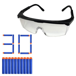 Okulary Ochronne Do Nerf + 30szt Strzałek Zestaw