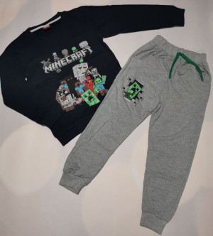 Komplet 2cz. dres MINECRAFT granat-szary 104/110