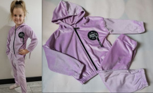 Komplet dziewczęcy 2cz.dres welur: rozpinana bluza,spodnie 116/122