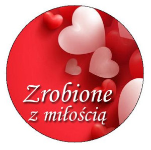 Naklejki okrągłe napis Zrobione z miłością 24 szt.