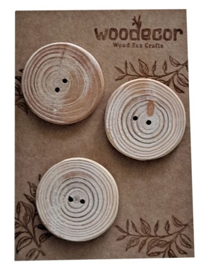 Guziki drewniane modrzew Woodecor 34 mm