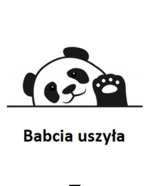 Wszywka metka Babcia uszyła Panda 5x4 cm 10 szt.