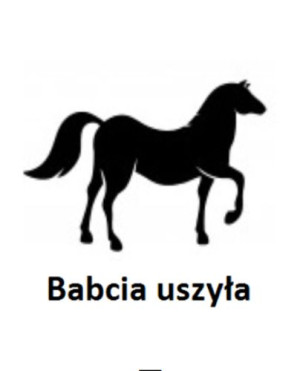 Wszywka metka Babcia uszyła Koń 5x4 cm 10 szt.