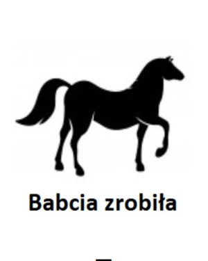 Wszywka metka Babcia zrobiła Koń 5x4 cm 10 szt.