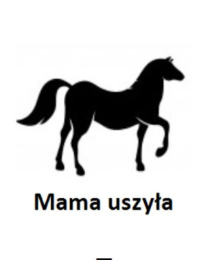 Wszywka metka Mama uszyła Koń 5x4 cm 10 szt.