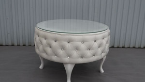  ŁAWA Stolik kawowy -  BIAŁY TAPICEROWY-PIKOWANY GLAMOUR LOFT