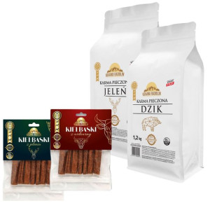 KRAINA RADOLIN Karma sucha 2x 1,2 kg +Kiełbaski 7 szt x 2 opak,