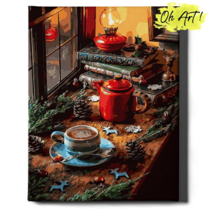 Obraz Malowanie po numerach 40x50 Cm / Cappuccino przy oknie / Oh Art