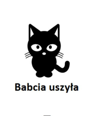 Wszywka metka Babcia uszyła Kot 5x4 cm 10 szt.