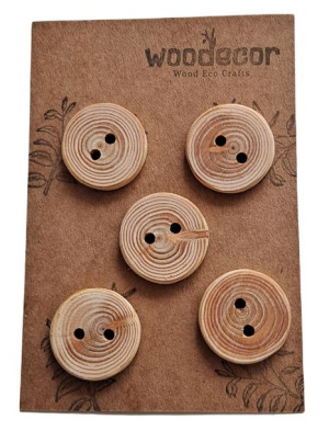 Guziki drewniane modrzew Woodecor 15 mm 10 szt.