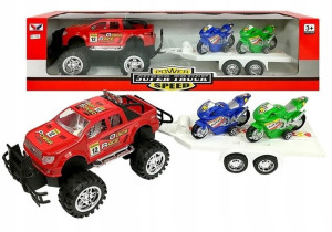 Lean Toys Zestaw Pojazdów Monster Truck z Lawetą C
