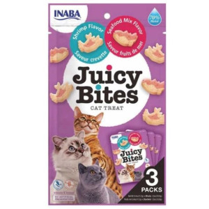 INABA CAT JUICY BITES przysmak dla kota krewetki owoce morza 3 x 11,3g