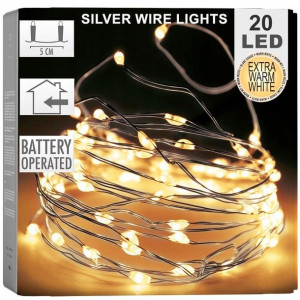 Lampki druciki LED na baterie świąteczne srebrne