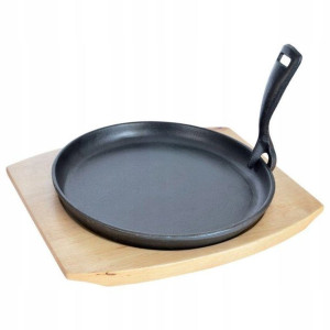 Patelnia żeliwna talerz 22cm deska uchwyt ściągany