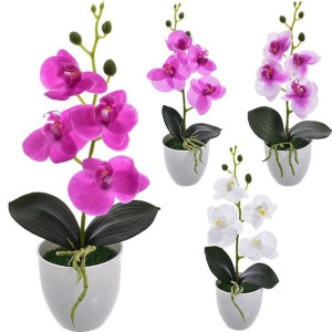 Sztuczna Orchidea Doniczce Kwiat Kompozycja Ozdoba 35 Cm