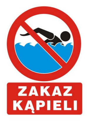 Tablica Ogłoszenie Znak PCV ZAKAZ KĄPIELI 25x35cm