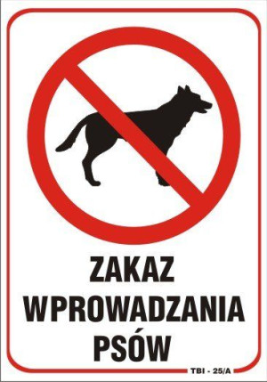 Tablica Tabliczka Zakaz Wprowadzania Psów 25x17,5