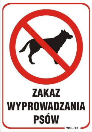 Tablica Tabliczka Zakaz Wyprowadzania Psów 25x17,5
