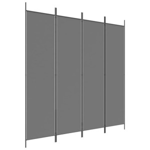 Parawan 4-panelowy, antracytowy, 200x200 cm, tkanina