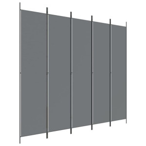 Parawan 5-panelowy, antracytowy,250x220 cm, tkanina