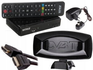 Zestaw Telewizja DVB-T MPEG4 dekoder antena + HDMI