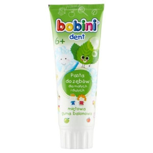 Bobini Dent, pasta do zębów dla dzieci 6+, miętowa guma balonowa, 75 ml