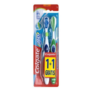 Colgate 360 Whole Mouth Clean, szczoteczka do zębów, miękka, 2 szt.