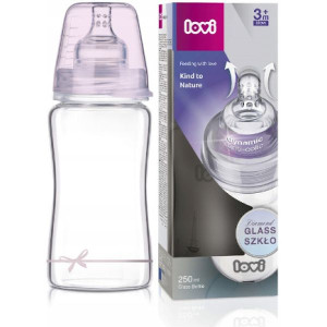 Lovi Diamond Glass, butelka szklana, Baby Shower Girl, 250 ml