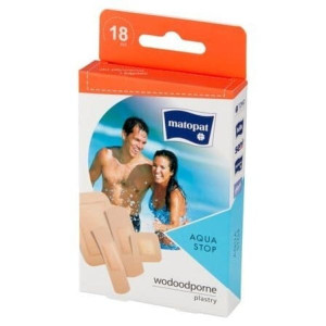 Matopat Aqua Stop, plastry z opatrunkiem, wodoodporne, 18 sztuk