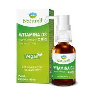Naturell Wegańska Witamina D3 z alg 1000 j.m., krople, 15 ml