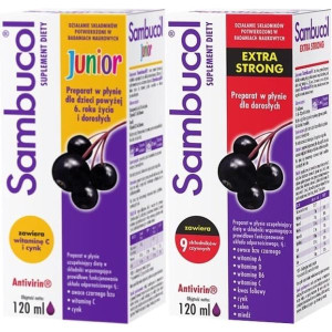 Zestaw Sambucol Junior, płyn, 120 ml + Sambucol Extra Strong, płyn, 120 ml