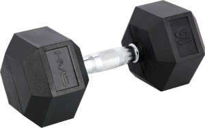 Hantla do ćwiczeń fitness gumowana HEX PRO HMS czarna 16 KG