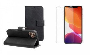 Etui Magnet Case Wallet portfel z klapką + szkło hartowane płaskie do iPhon