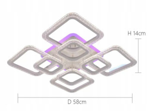 Nowoczesna Lampa Żyrandol Kryształ Kwadrat 8 Led