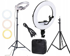 Lampa Ring Led 13'' 38w Zmiana Barwy Mocy + Statyw